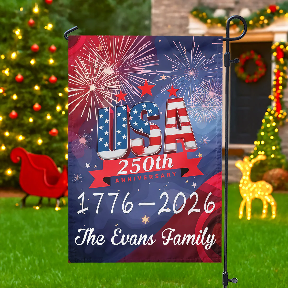 USA 250th Years Anniversary 1776 America 2026 - Personalized Flag - Patriotic Gift For Family HN02 - Image 3