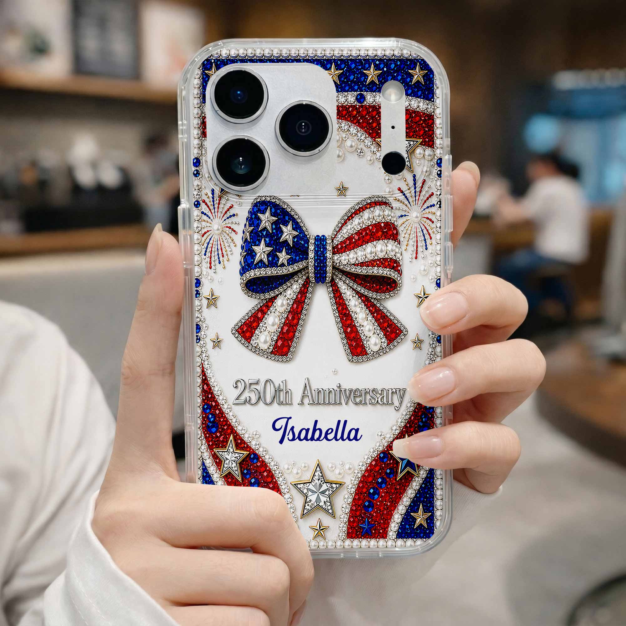 USA Anniversary Sparkling Bow With Stars And Rhinestones - Personalized Phone Case - Gift For Patriots - Image 13