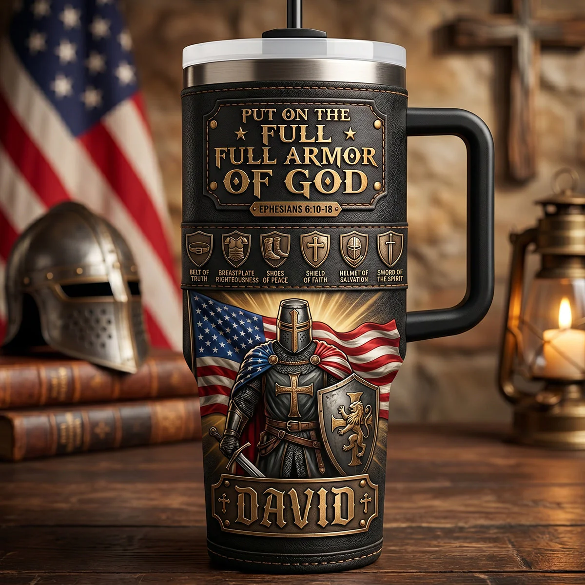 USA Armor Of God Tumbler - Personalized Tumbler - Gift For Patriots