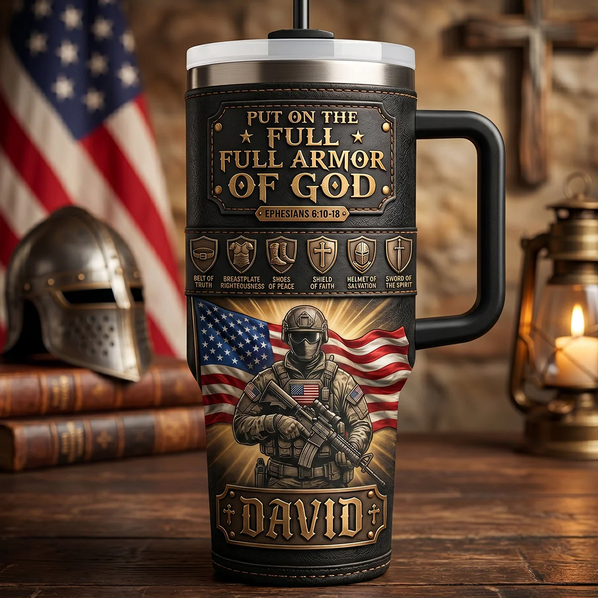 USA Armor Of God Tumbler - Personalized Tumbler - Gift For Patriots - Image 2