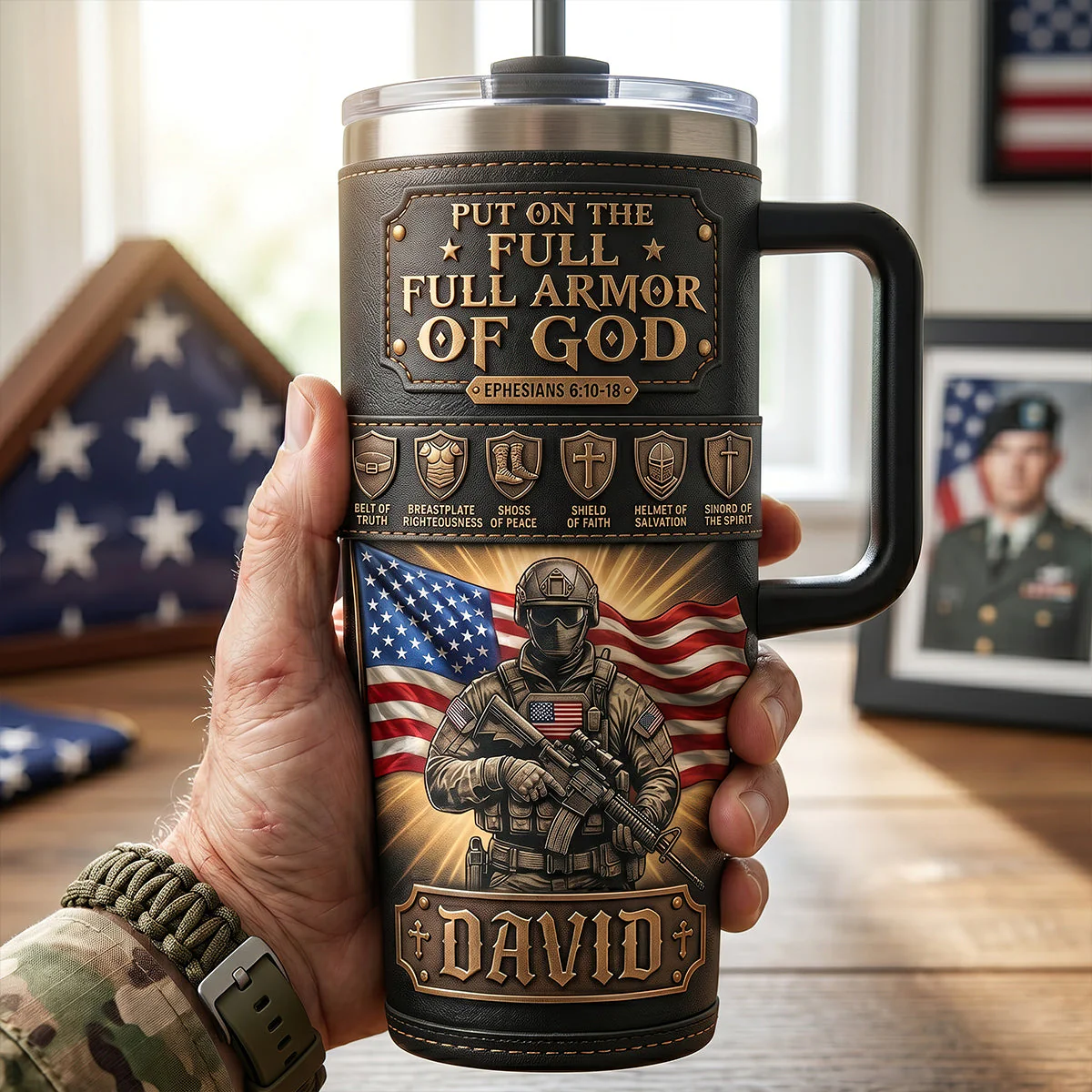 USA Armor Of God Tumbler - Personalized Tumbler - Gift For Patriots - Image 3