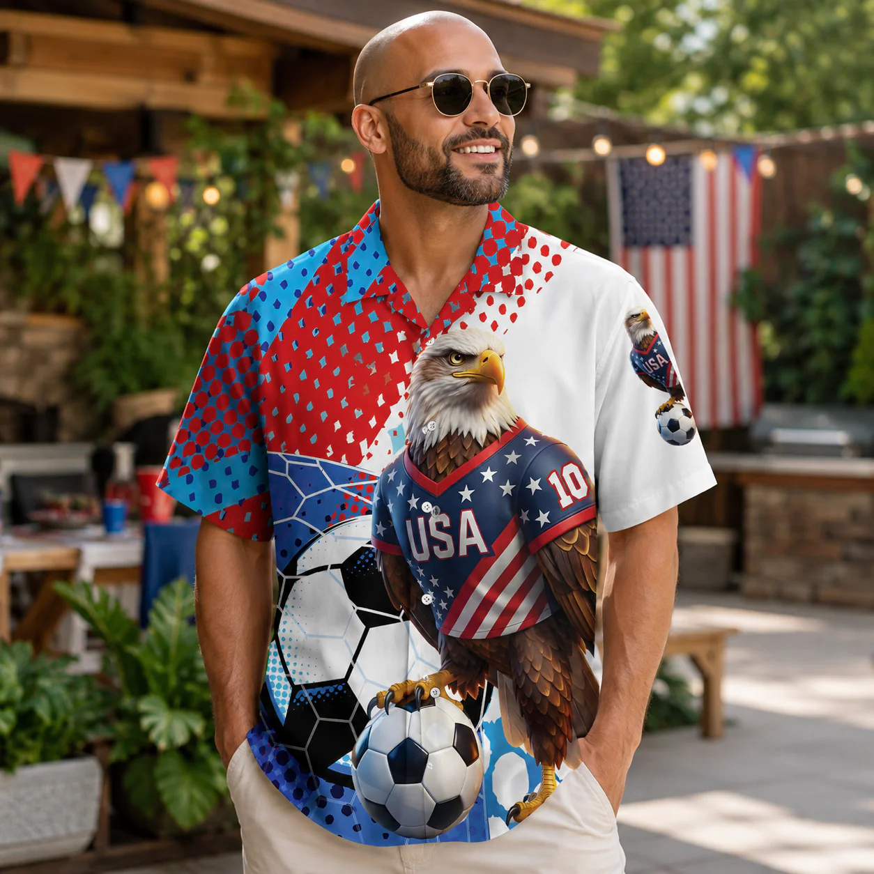 USA Bald Eagle Soccer - Hawaiian Shirt - Gift For Patriots, Football Lovers - Image 5