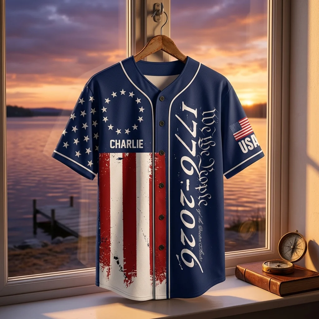 USA Eagle America Shield Black - Baseball Jersey - Patriotic Gift For Him - Image 6