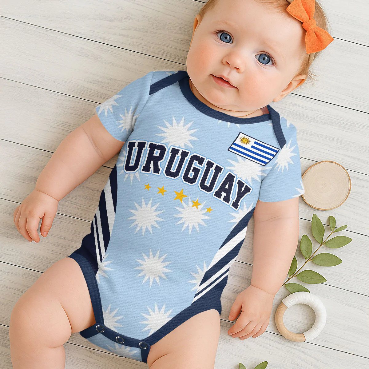 USA Flag Custom Name Number - Personalized Baby Jersey Bodysuit - Gift For Baby - Image 2