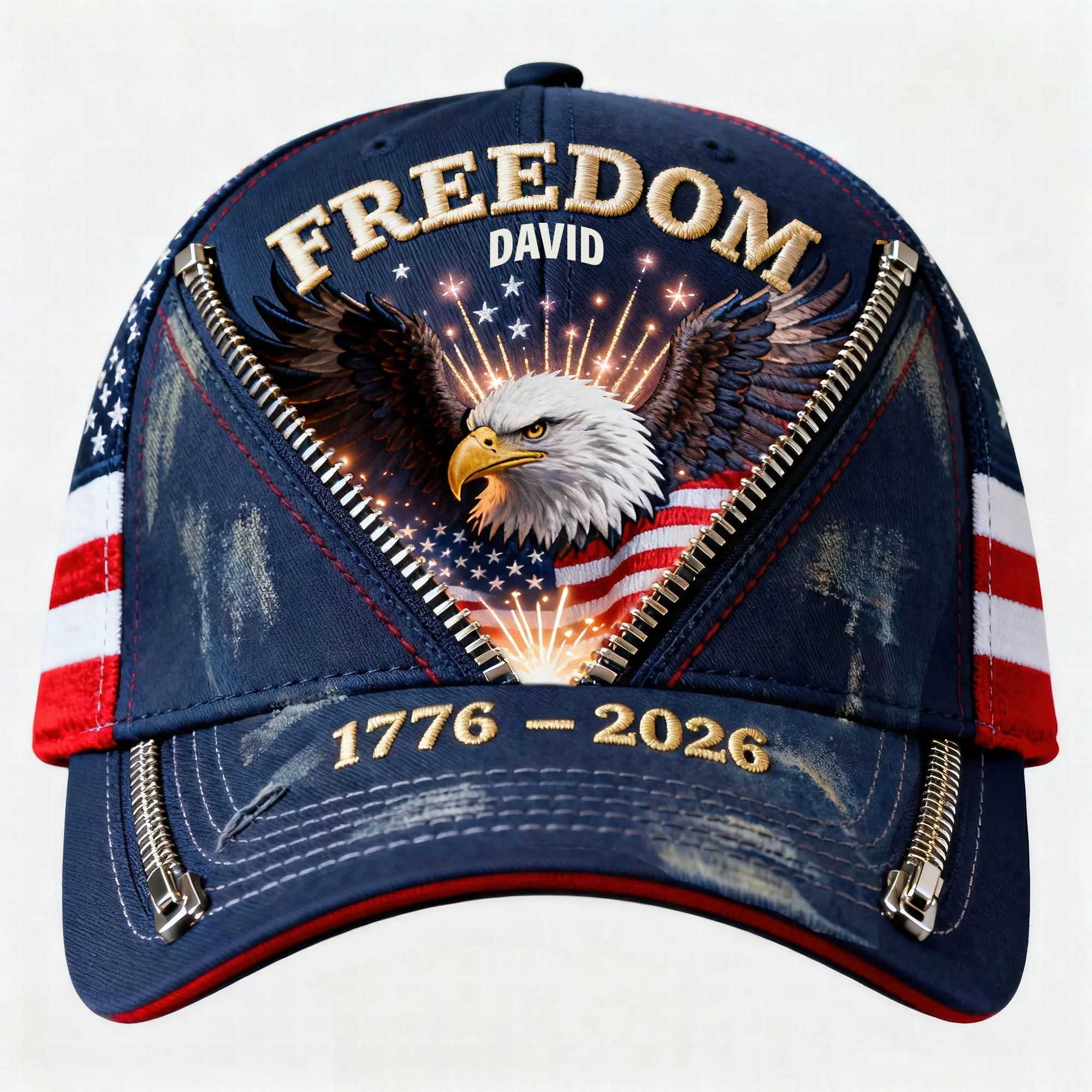 USA Freedom Eagle Patriotic - Personalized Classic Cap - Gifts For Patriots - Image 3