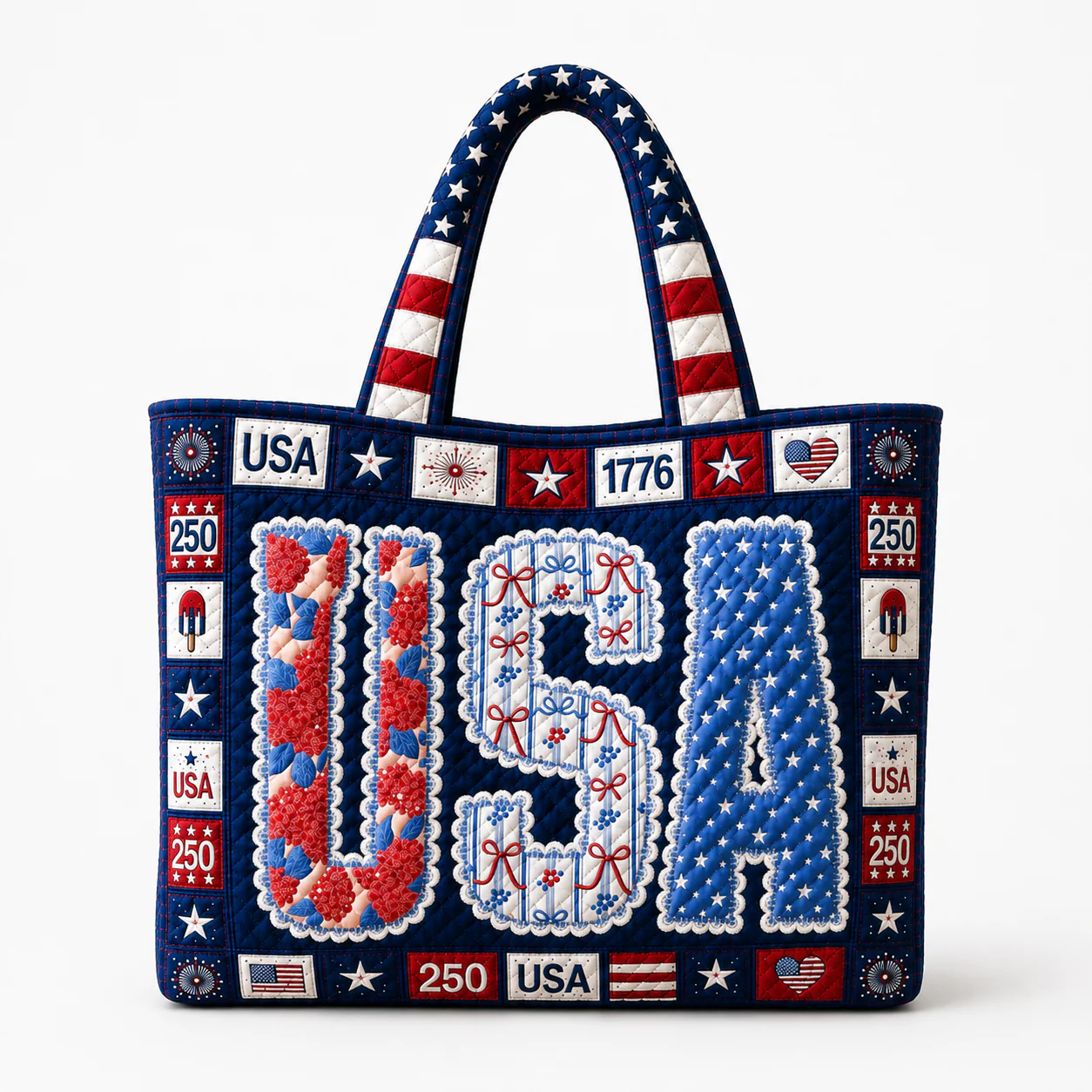USA Lace Coquette America - Quilted Tote Bag - Patriotic Gift For Her - Image 6