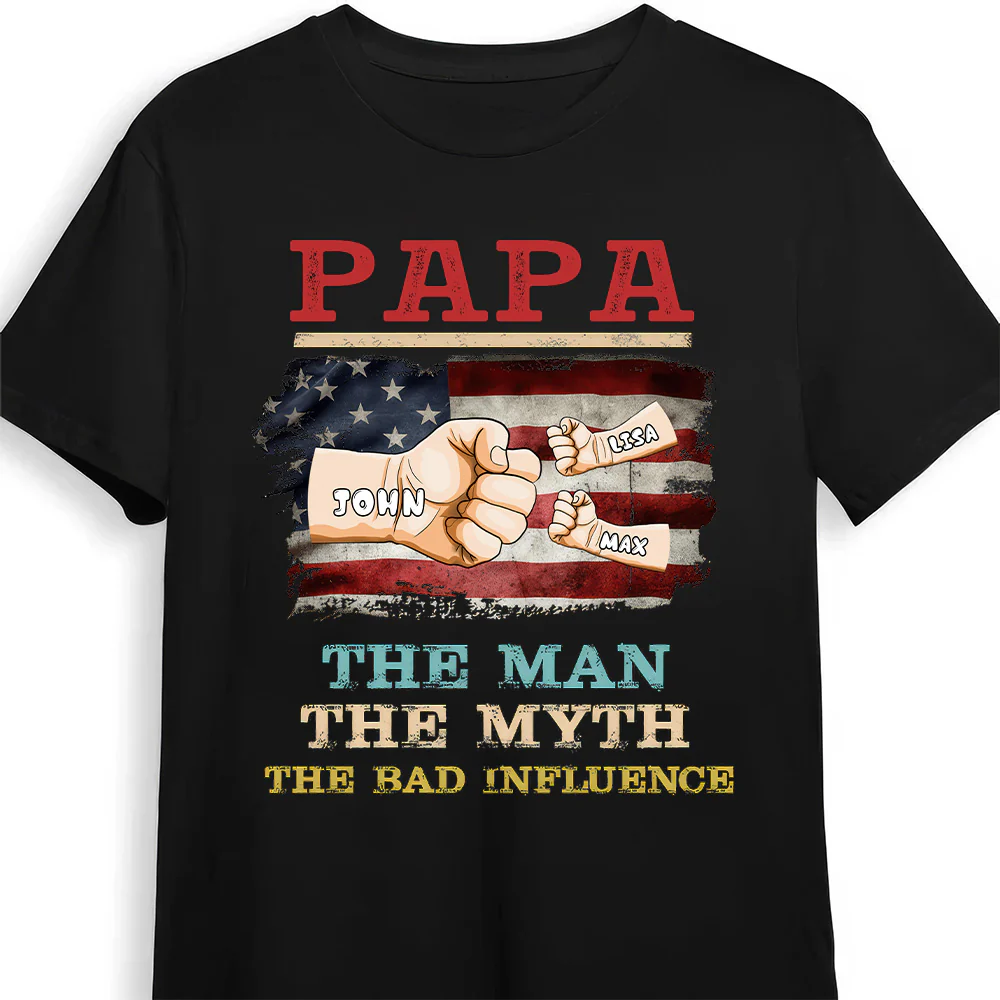 USA The Man The Myth The Bad Influence - Personalized Shirt - Gift For Dad, Grandpa, Father's Day | GR6 NA94