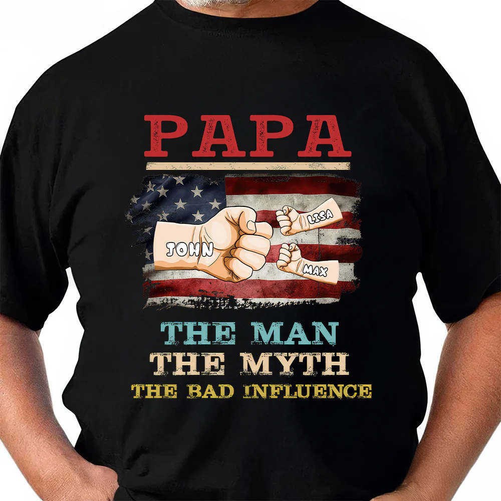 USA The Man The Myth The Bad Influence - Personalized Shirt - Gift For Dad, Grandpa, Father's Day | GR6 NA94 - Image 3