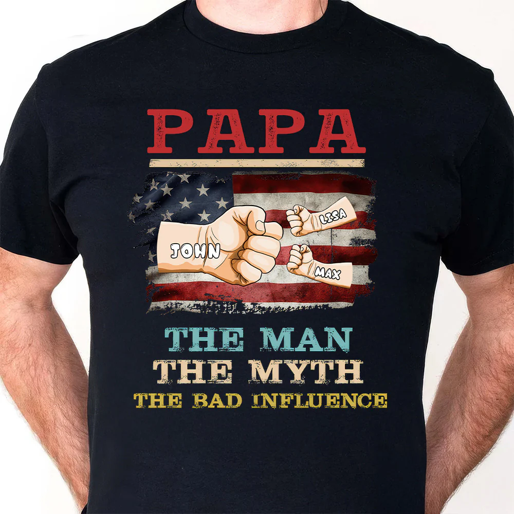 USA The Man The Myth The Bad Influence - Personalized Shirt - Gift For Dad, Grandpa, Father's Day | GR6 NA94 - Image 4