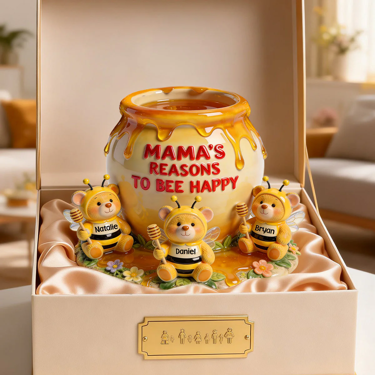 Bee Mama's Reason To Bee Happy - Personalized Acrylic Plaque - Gifts For Mom VD01
