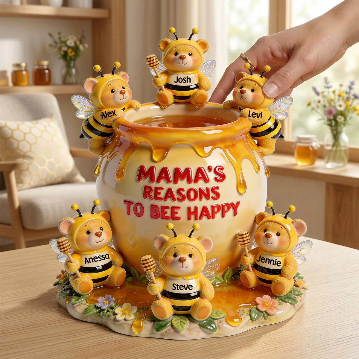 Bee Mama's Reason To Bee Happy - Personalized Acrylic Plaque - Gifts For Mom VD01 - Image 2