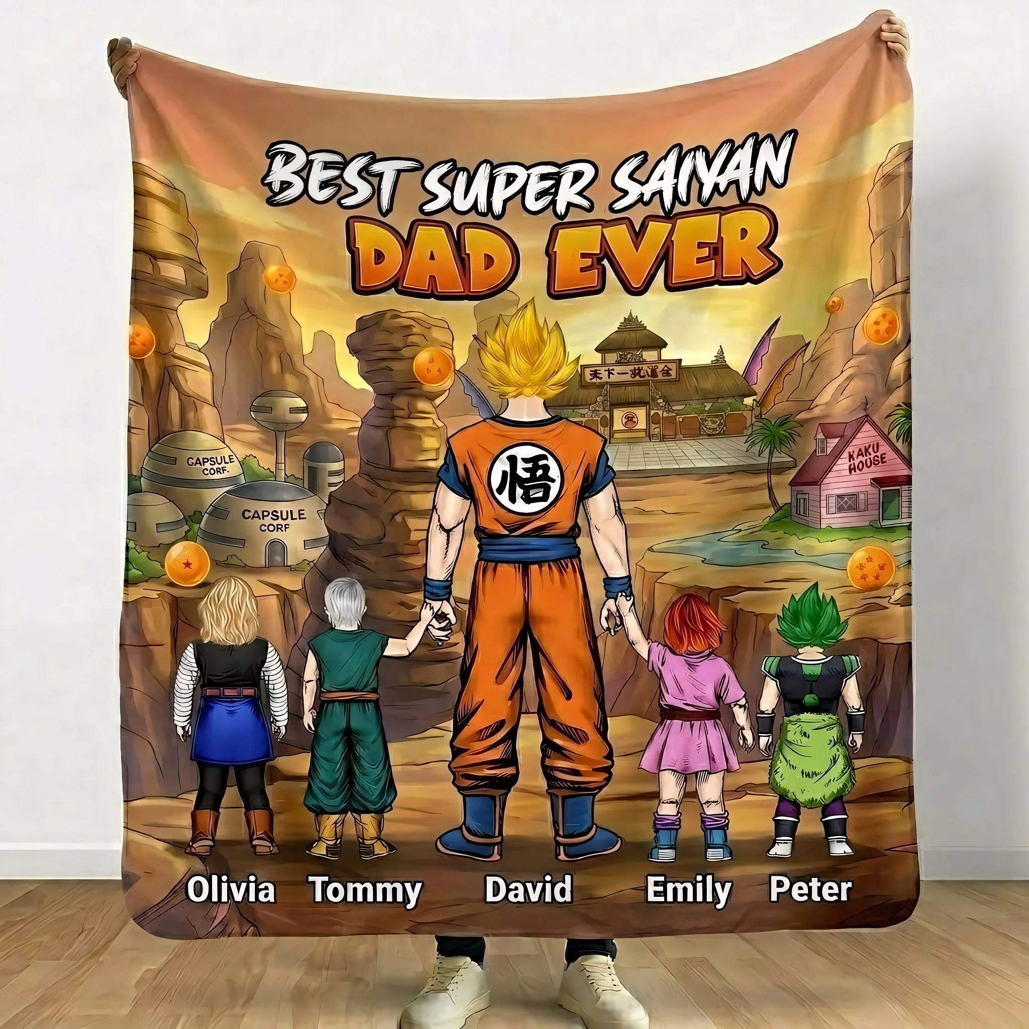 DrBa Best Super Saiyan Dad Ever - Personalized Blanket - Gifts For Dad| CL03 VD01