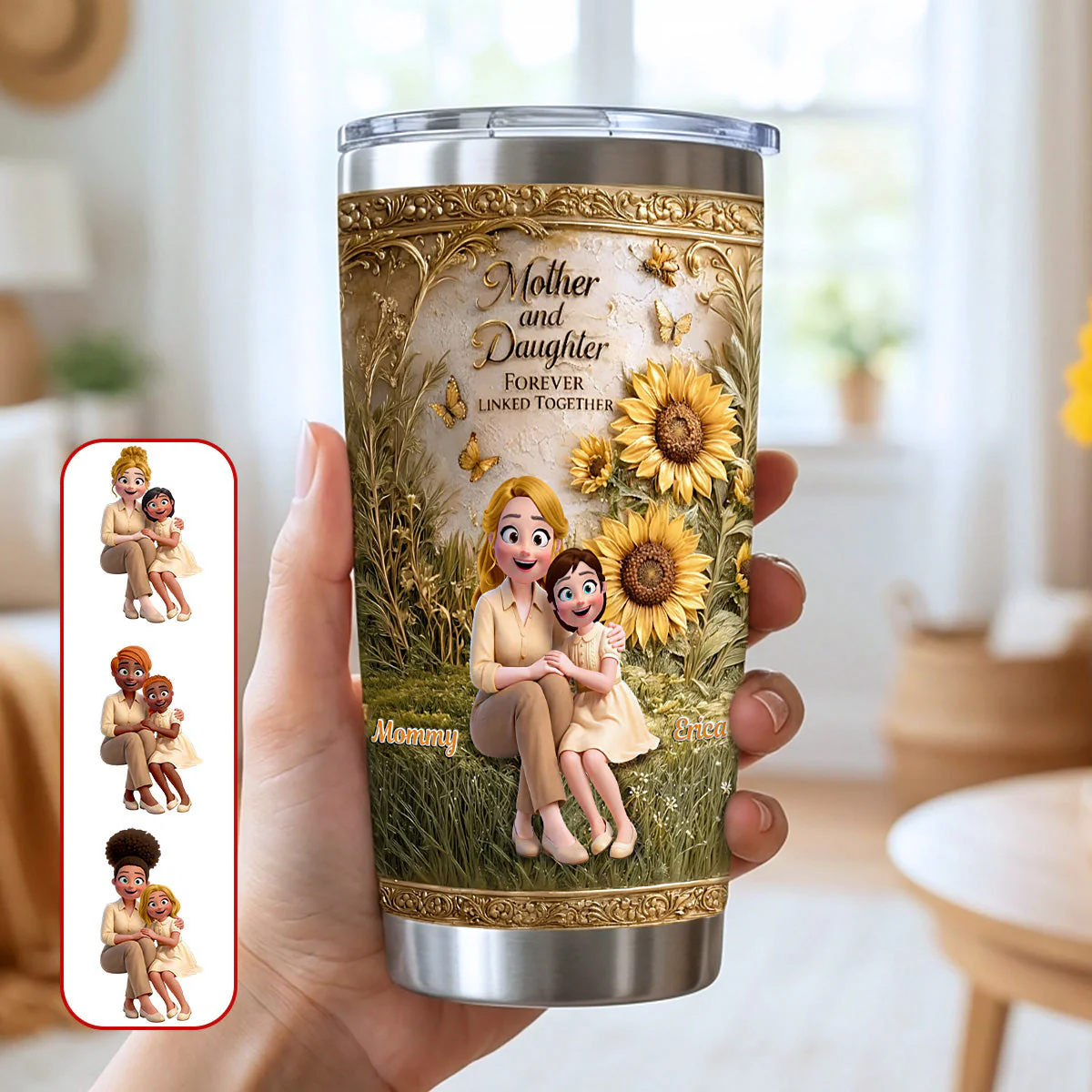Mom & Daughter Forever Linked Together - Personalized Tumbler - Gift For Mom VD01