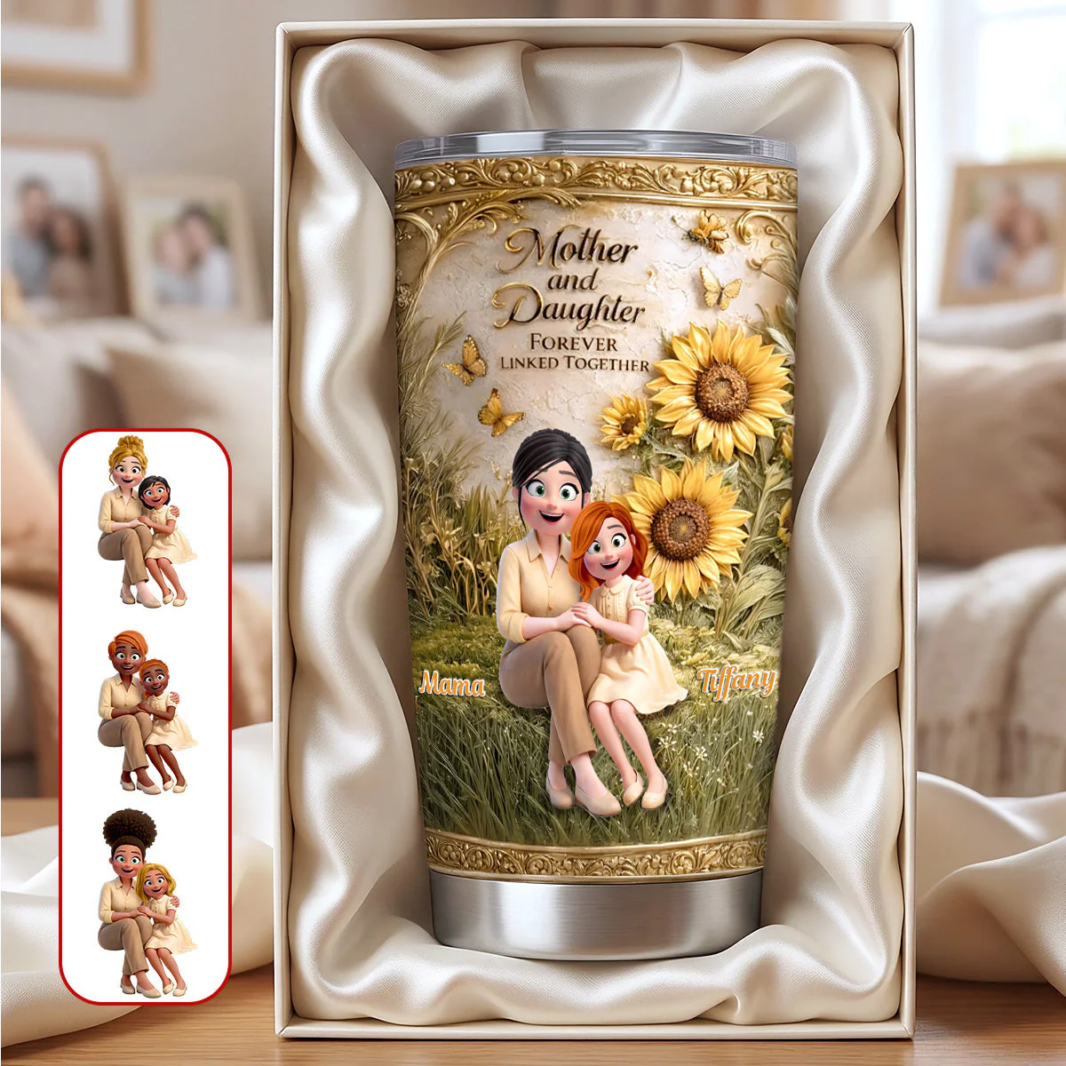 Mom & Daughter Forever Linked Together - Personalized Tumbler - Gift For Mom VD01 - Image 2