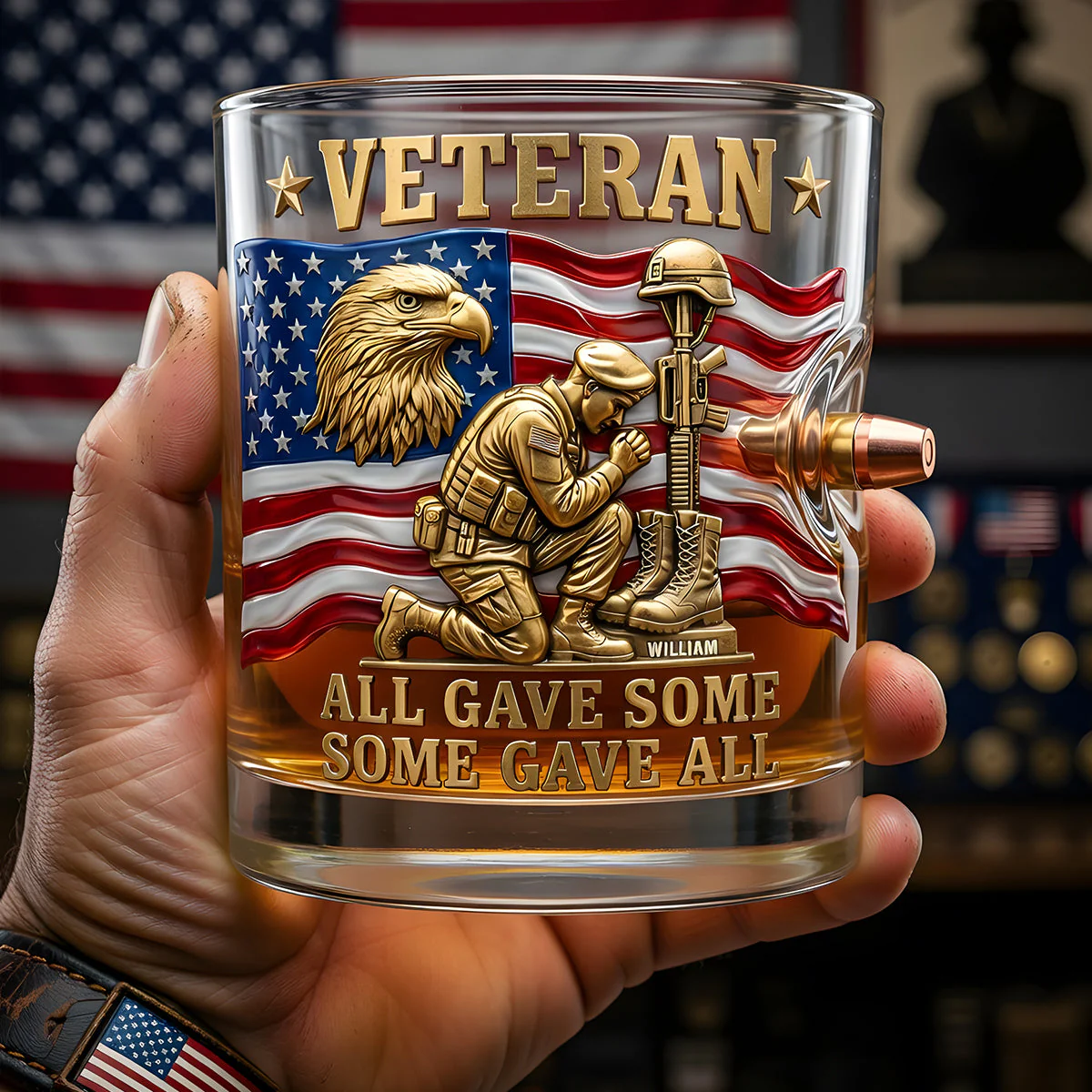 Veteran All Gave Some Some Gave All - Personalized Whiskey Glass - Gift For Him - Image 2