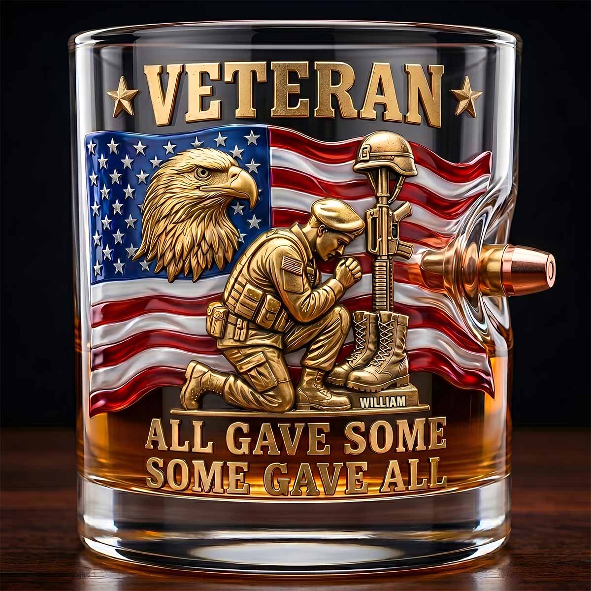 Veteran All Gave Some Some Gave All - Personalized Whiskey Glass - Gift For Him - Image 3