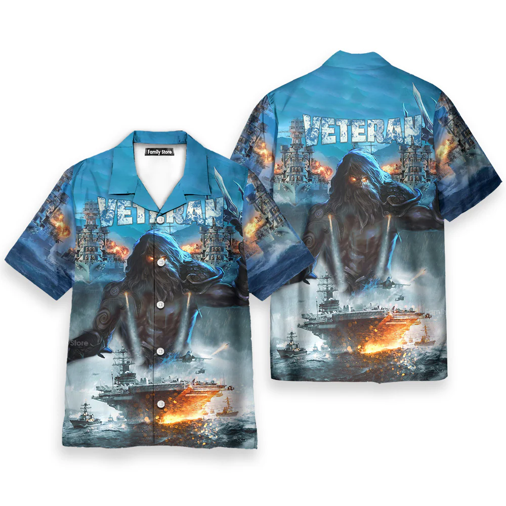 Veteran And Ocean With Fierce Cool - Hawaiian Shirt