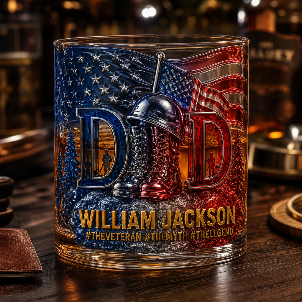Veteran Dad The Myth The Legend Soldier Cross - Personalized Whiskey Glass - Patriotic Gift For Dad - Image 3