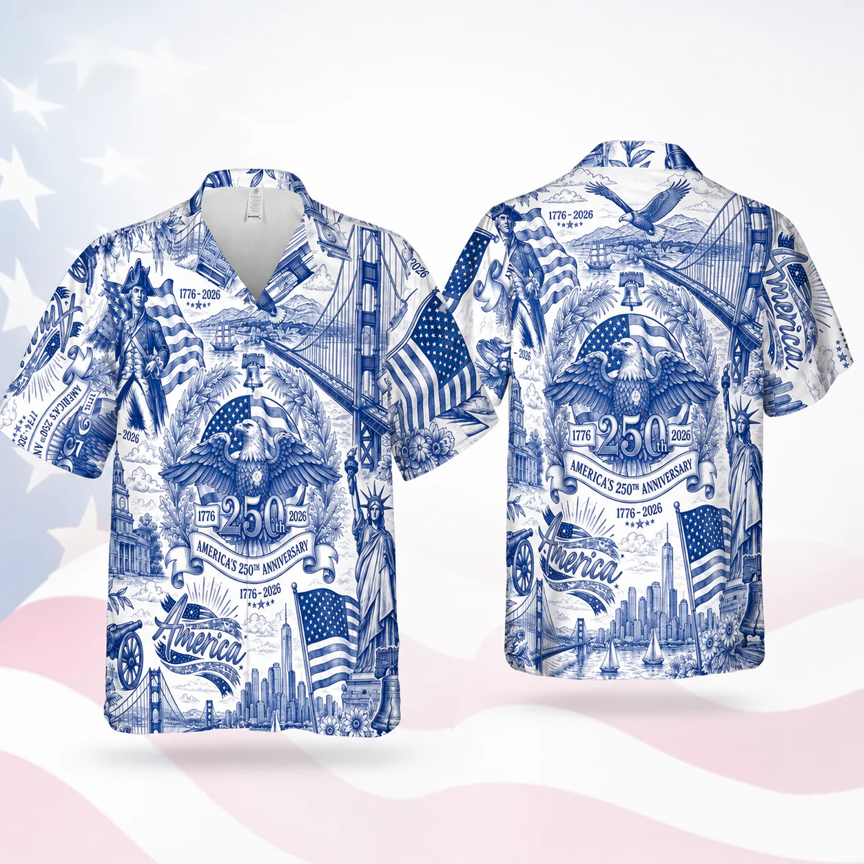 Toile De jouy Vintage America 250th Anniversary - Hawaiian Shirt - Gift For Men, Patriots