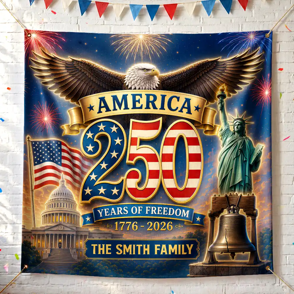 Vintage United States Of America 250th Anniversary - Personalized Backdrop - Patriotic Gift For Family - Image 5