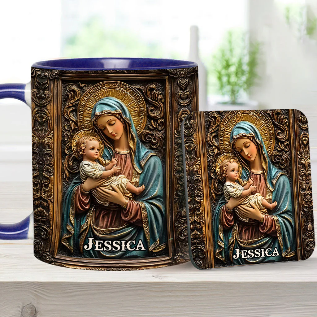 Virgin Mary & Baby Jesus - Personalized Christian Accent Mug - Gift for Christian BA01
