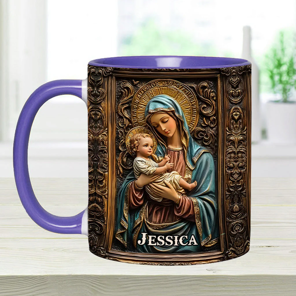 Virgin Mary & Baby Jesus - Personalized Christian Accent Mug - Gift for Christian BA01 - Image 15