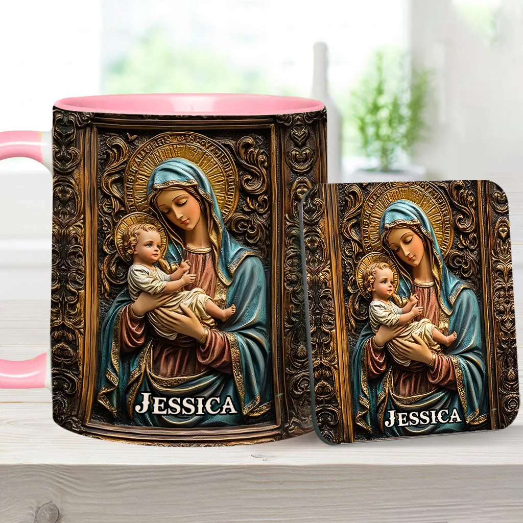 Virgin Mary & Baby Jesus - Personalized Christian Accent Mug - Gift for Christian BA01 - Image 3