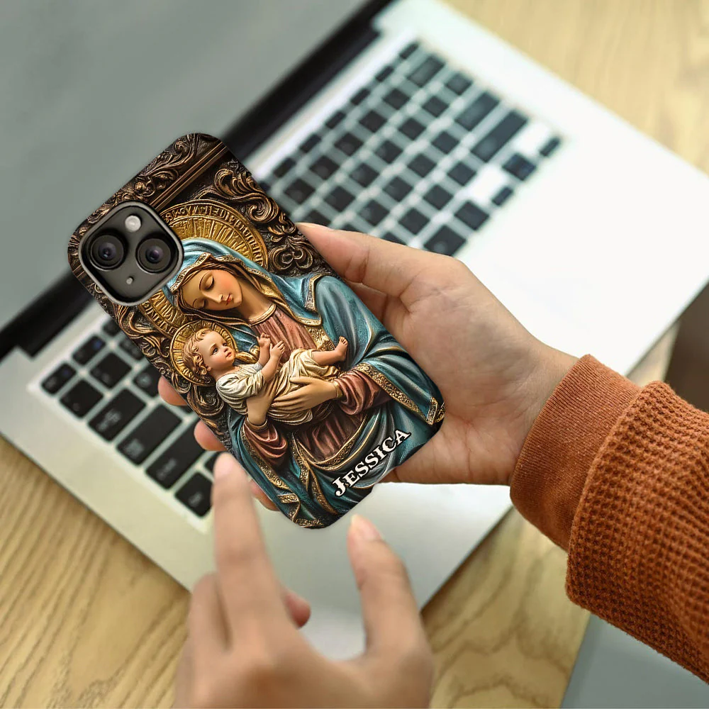 Virgin Mary & Baby Jesus - Personalized Christian Phone Case - Gift for Christian BA01 - Image 4
