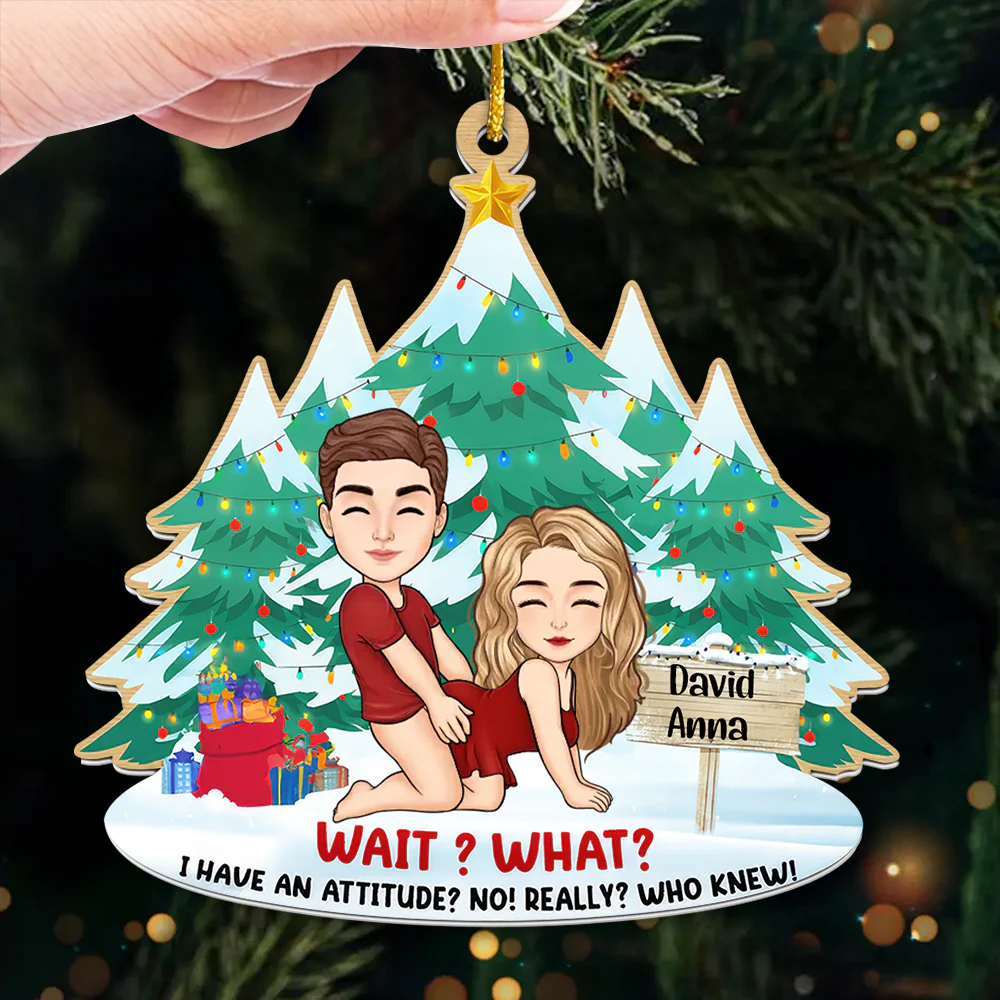 Wait, What, I Have An Attitude - Personalized Acrylic Ornament - Funny Couple Gift For Christmas | GR10 HH01