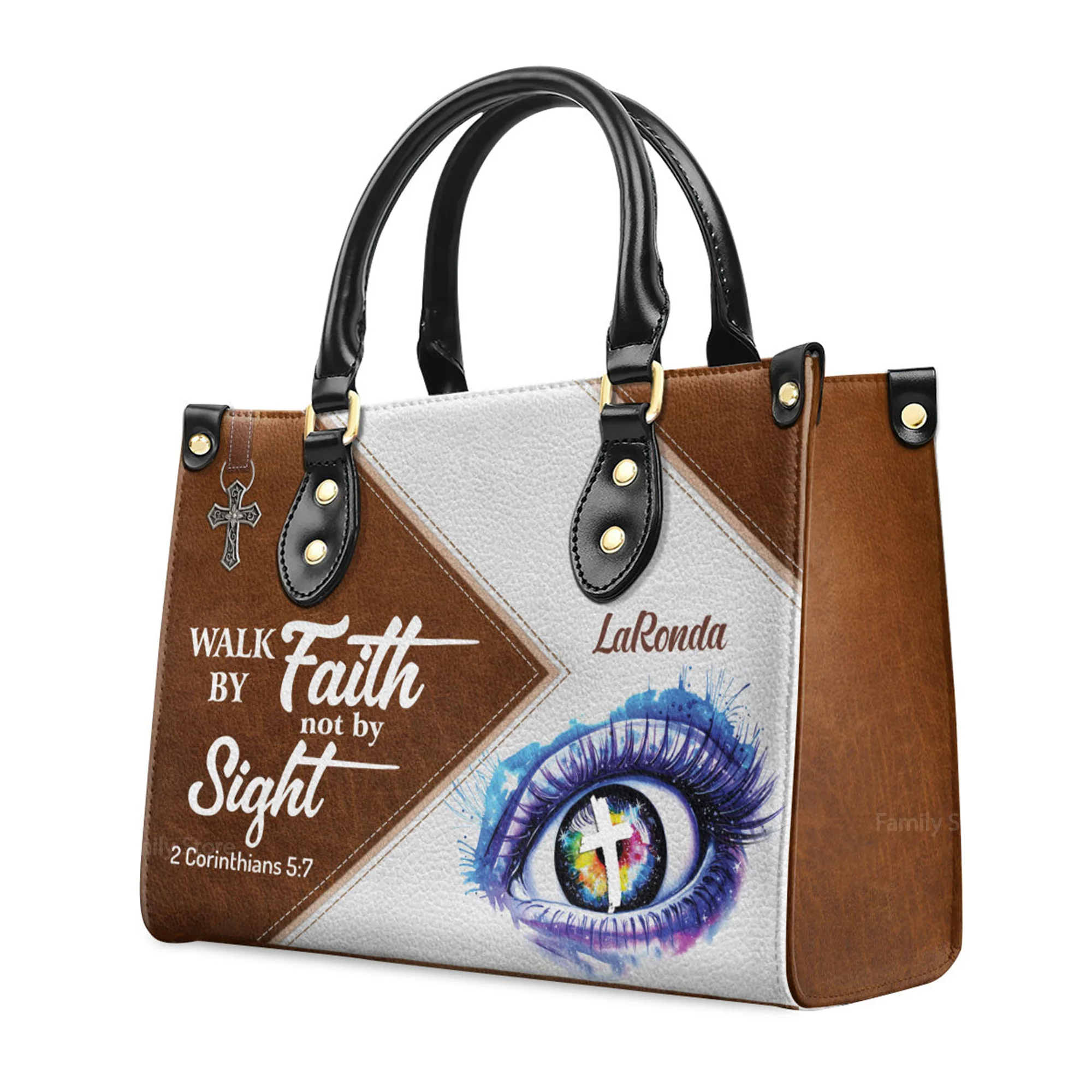 Walk By Faith, Not By Sight - Awesome Personalized Leather Handbag - AT4081427 - Image 3
