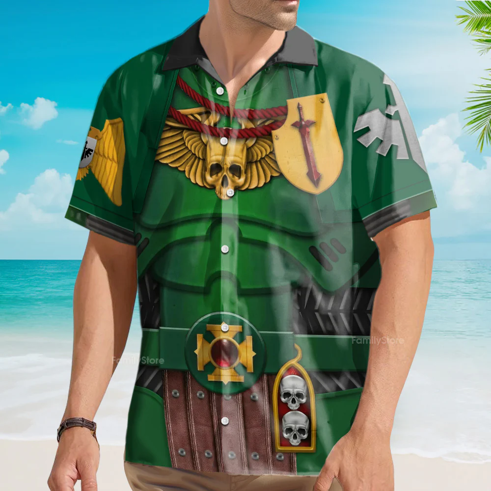 Warhammer Dark Angels Captain - Costume Cosplay Hawaiian Shirt CSWRH022 - Image 4