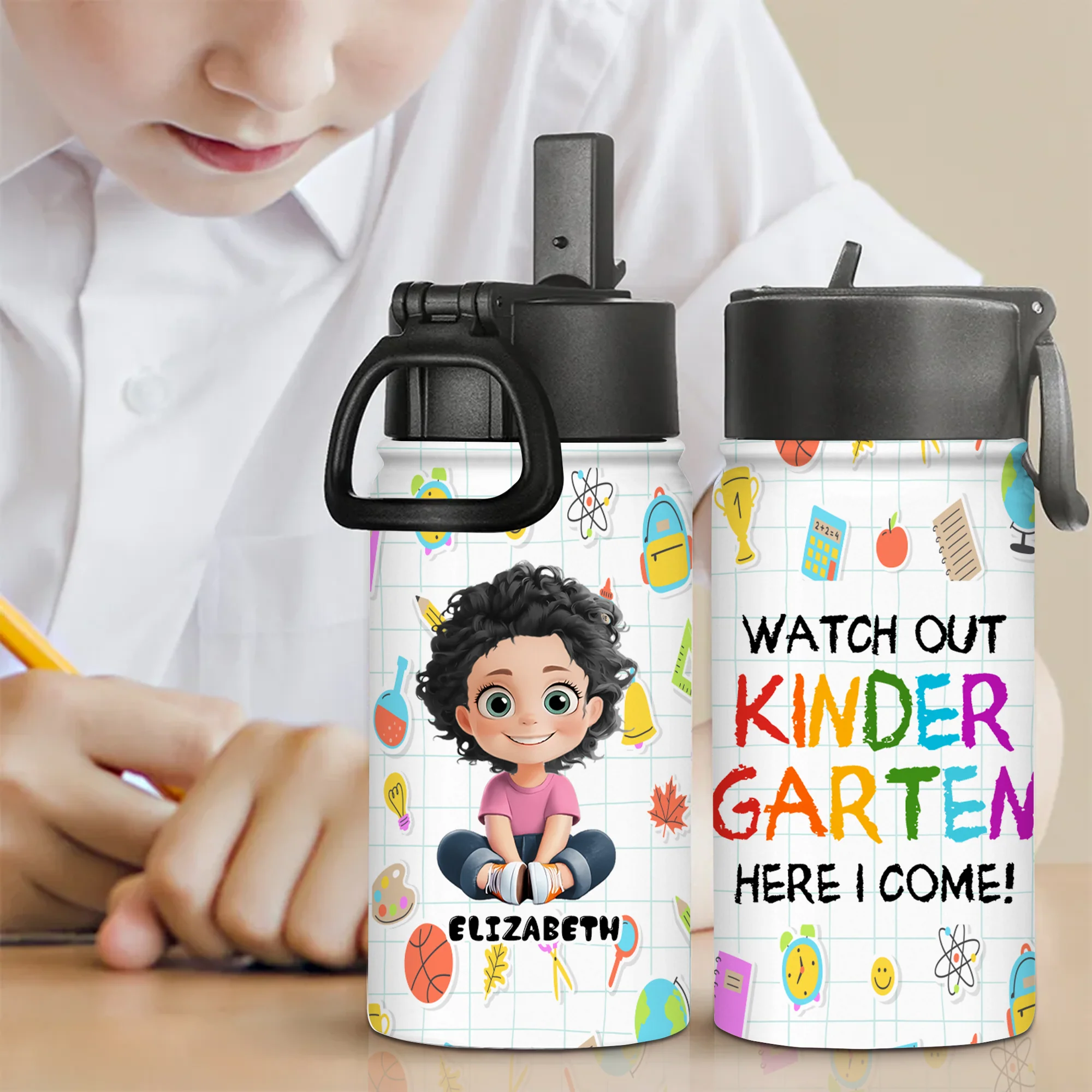 Watch Out Here I Come - Personalized Kid Water Bottle - Gift For Kids | GR29 TD118 - Image 2