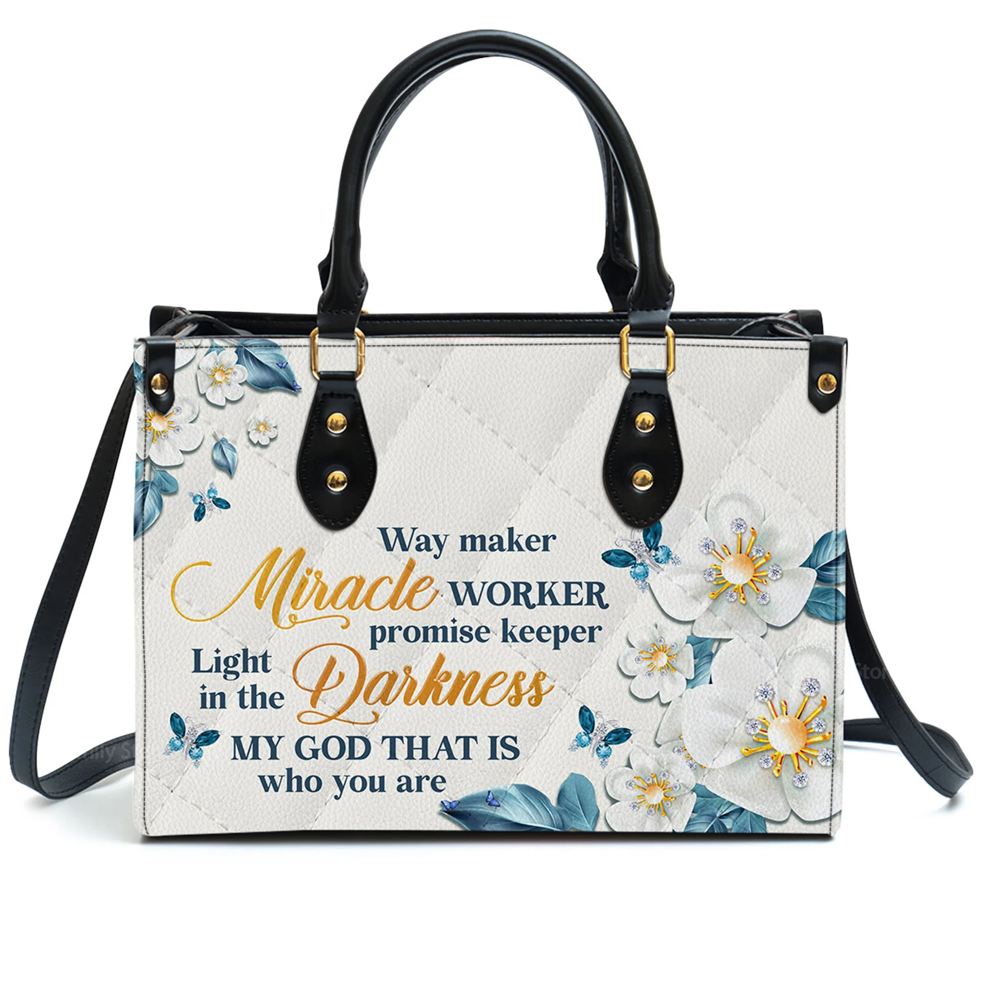 Way Maker And Miracle Worker - Personalized Leather Handbag With Handle - AT4080601 - Image 2