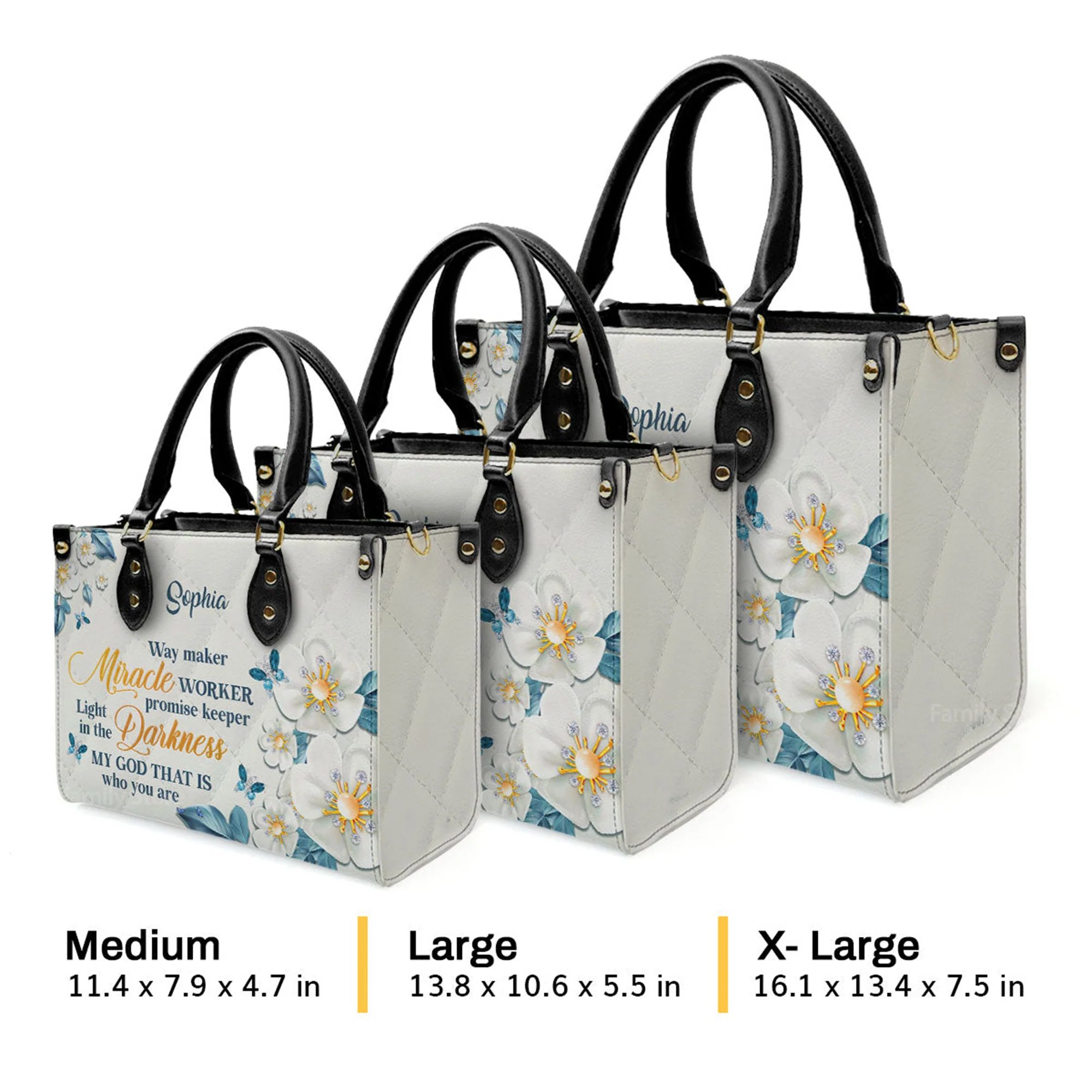 Way Maker And Miracle Worker - Personalized Leather Handbag With Handle - AT4080601 - Image 4