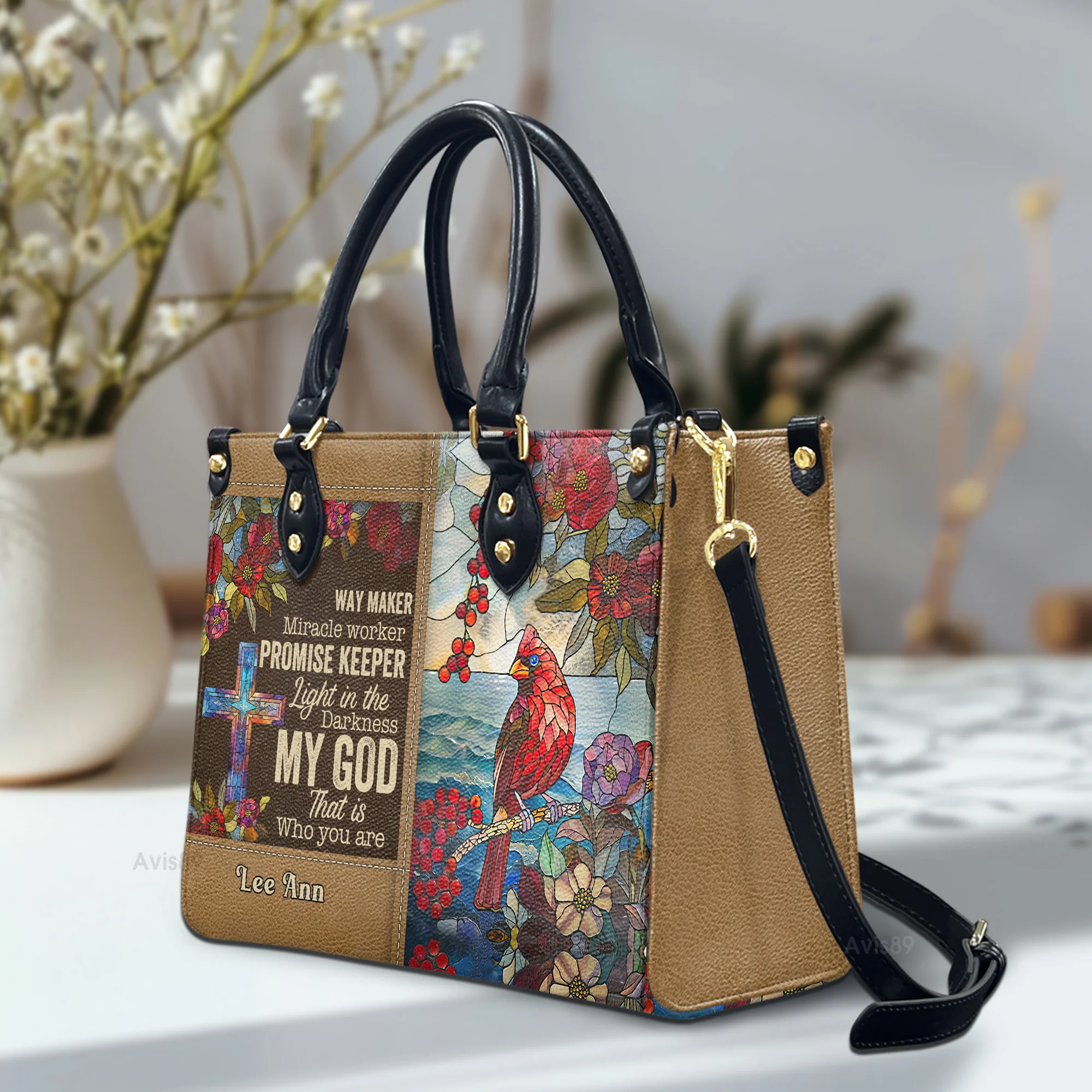 Way Maker Heart - Beautiful Personalized Leather Handbag - AT4081460 - Image 2