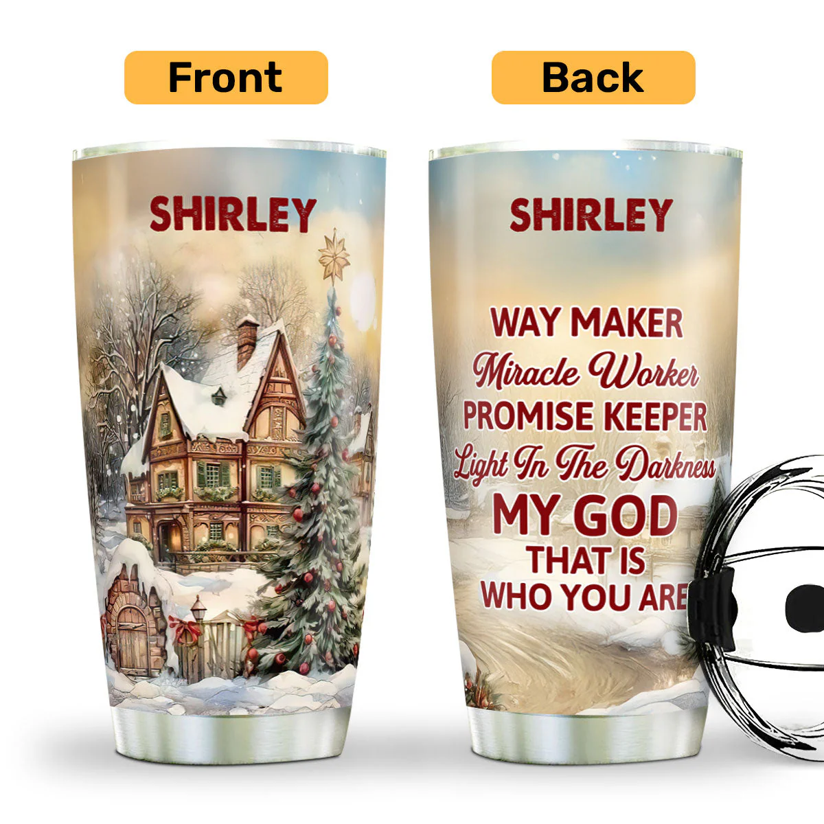Way Maker Miracle Worker | Personalized Stainless Steel Tumbler - Image 3