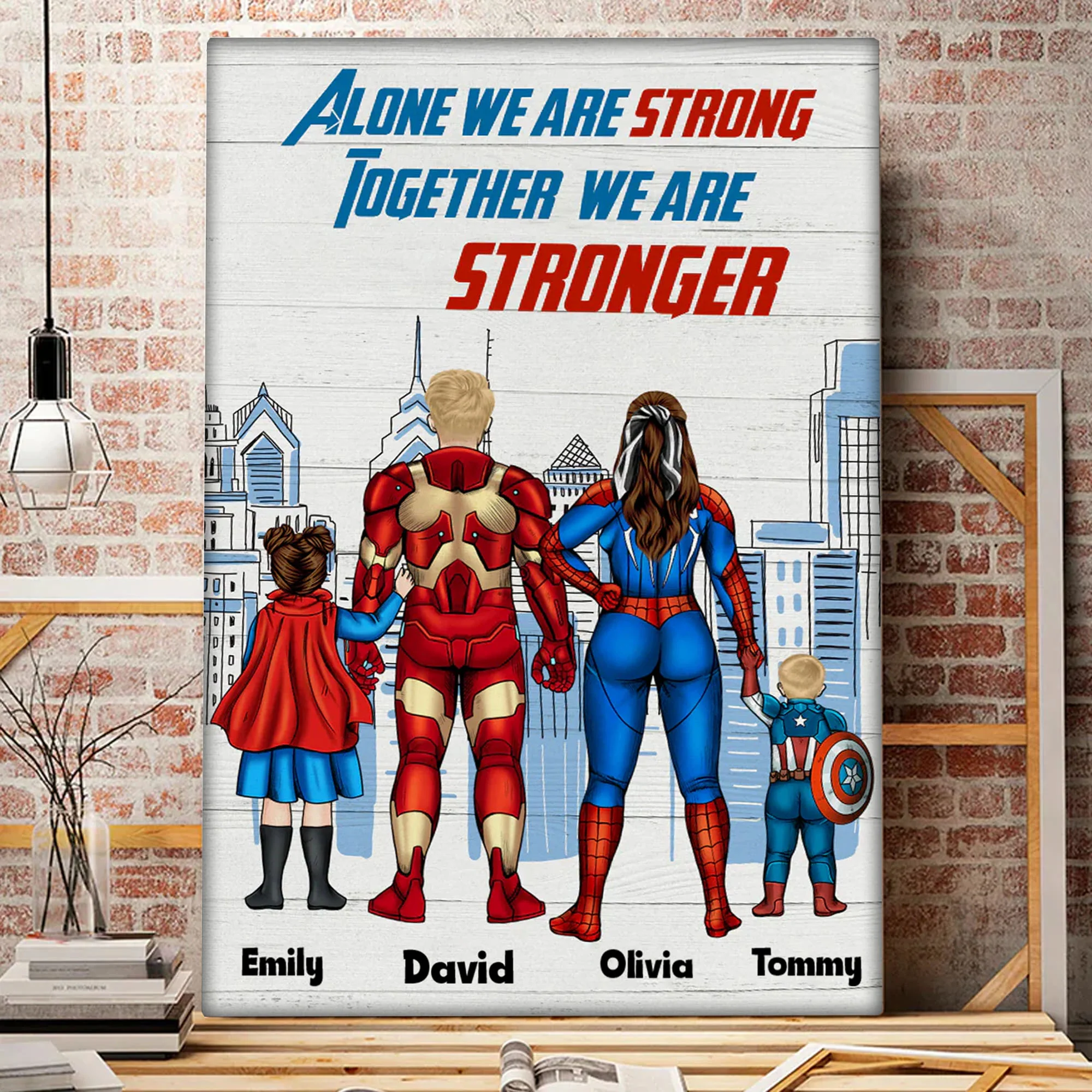We Are A Family, Always Together - Gift For Dad, Father's Day - Personalized Canvas Poster - Image 2