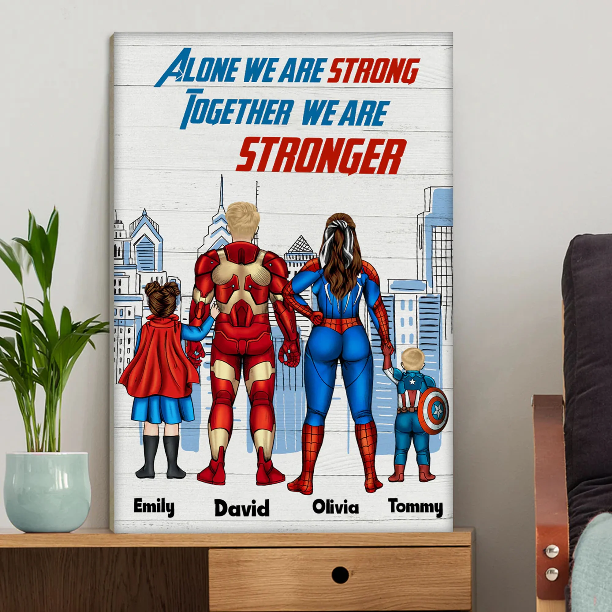 We Are A Family, Always Together - Gift For Dad, Father's Day - Personalized Canvas Poster - Image 4