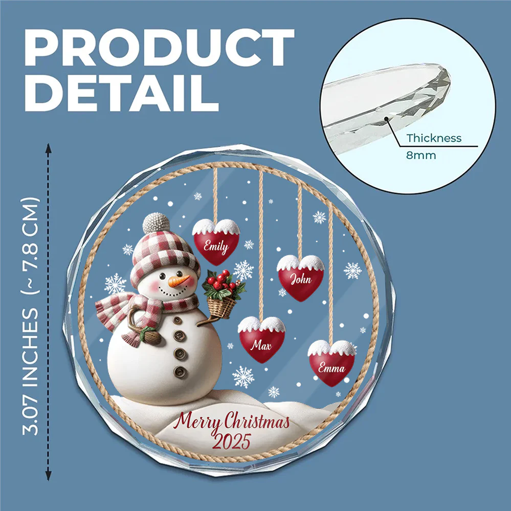 We Are A Snowman Family - Gift For Family Members, Friends - Personalized Glass Ornament - NA94 - Image 5