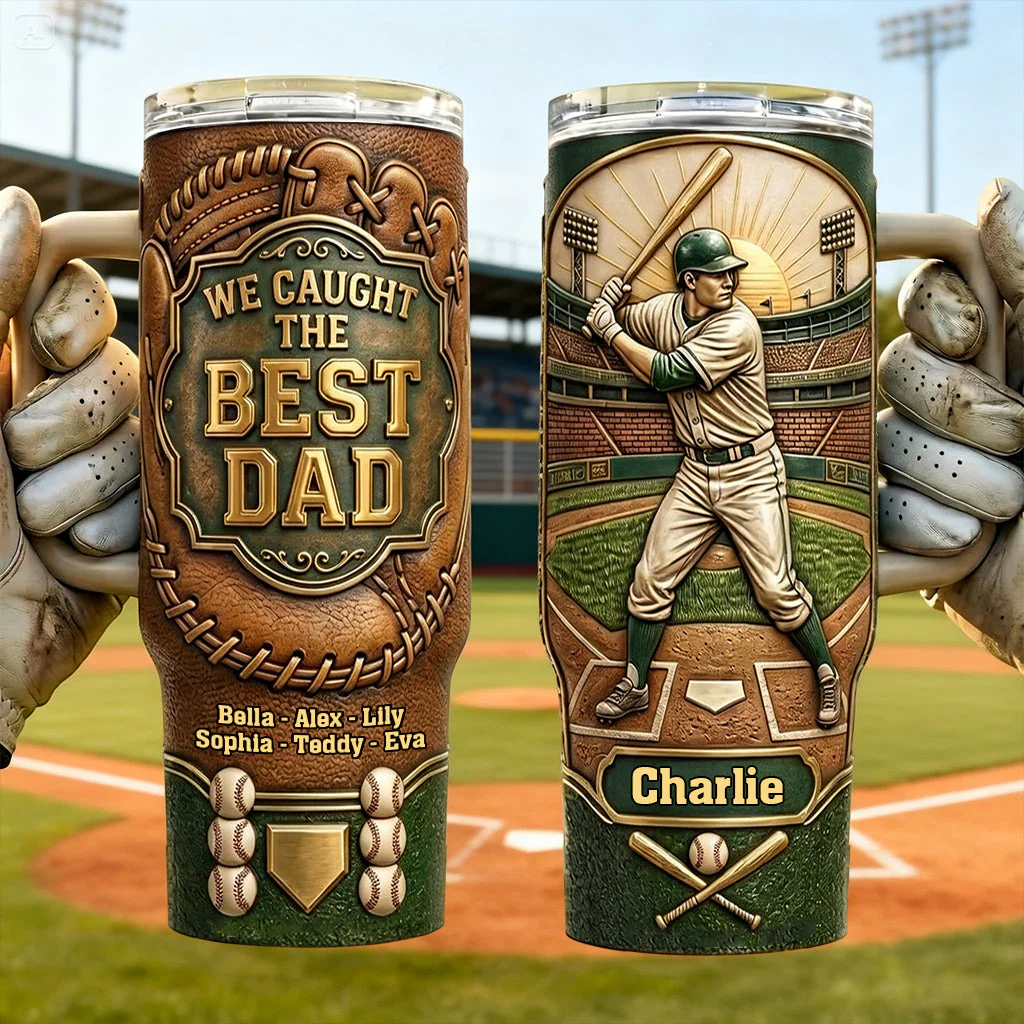 We Caught The Best Dad - Personalized Tumbler - Gift For Dad, Baseball Lovers