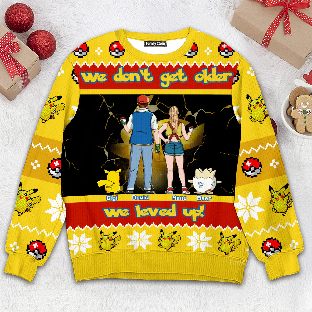 We Don't Get Older We Level Up - Personalized Ugly Sweater - Christmas Gifts For PoMo Fan, Family, Couple | CL59.v1 HH01
