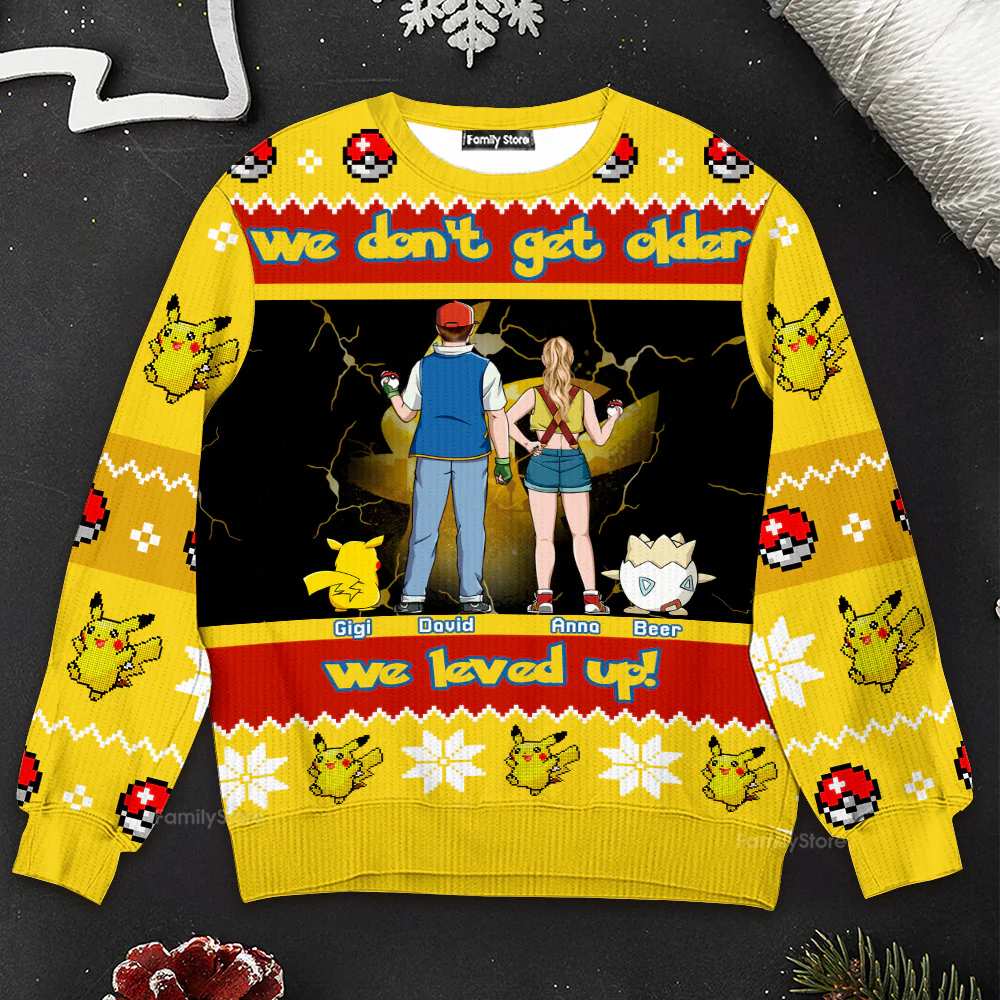 We Don't Get Older We Level Up - Personalized Ugly Sweater - Christmas Gifts For PoMo Fan, Family, Couple | CL59.v1 HH01 - Image 3