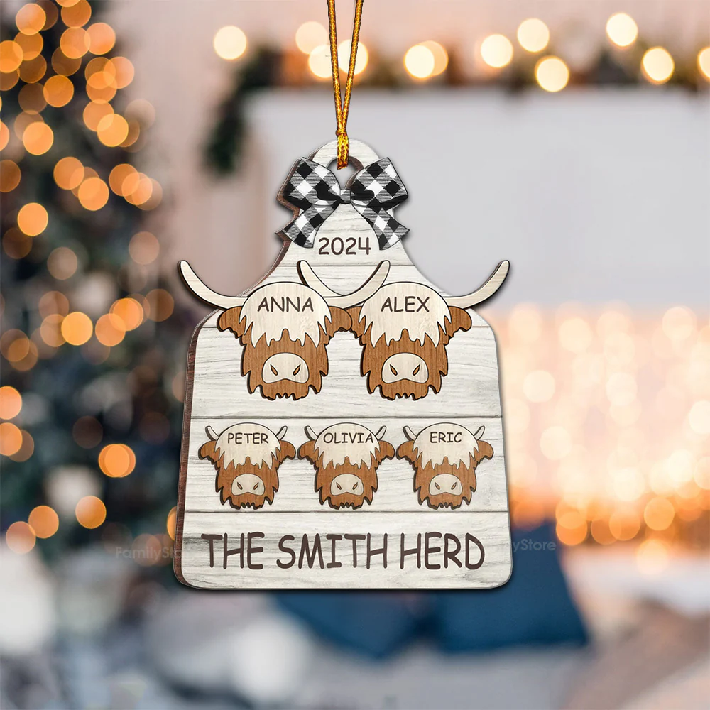We Have A Herd - Gift For Family - Personalized Wood Ornament - NA94 - Image 2