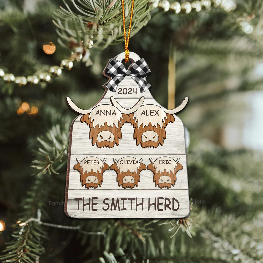 We Have A Herd - Gift For Family - Personalized Wood Ornament - NA94 - Image 3