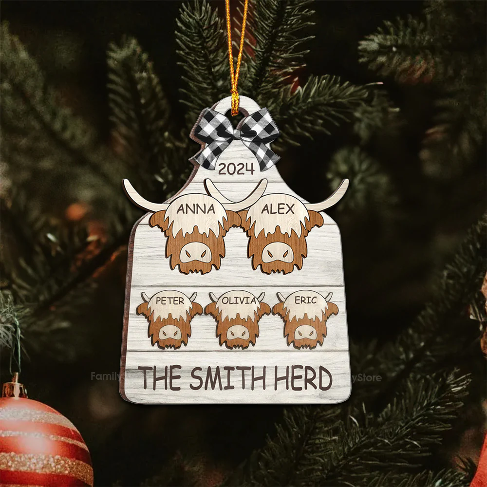 We Have A Herd - Gift For Family - Personalized Wood Ornament - NA94 - Image 5