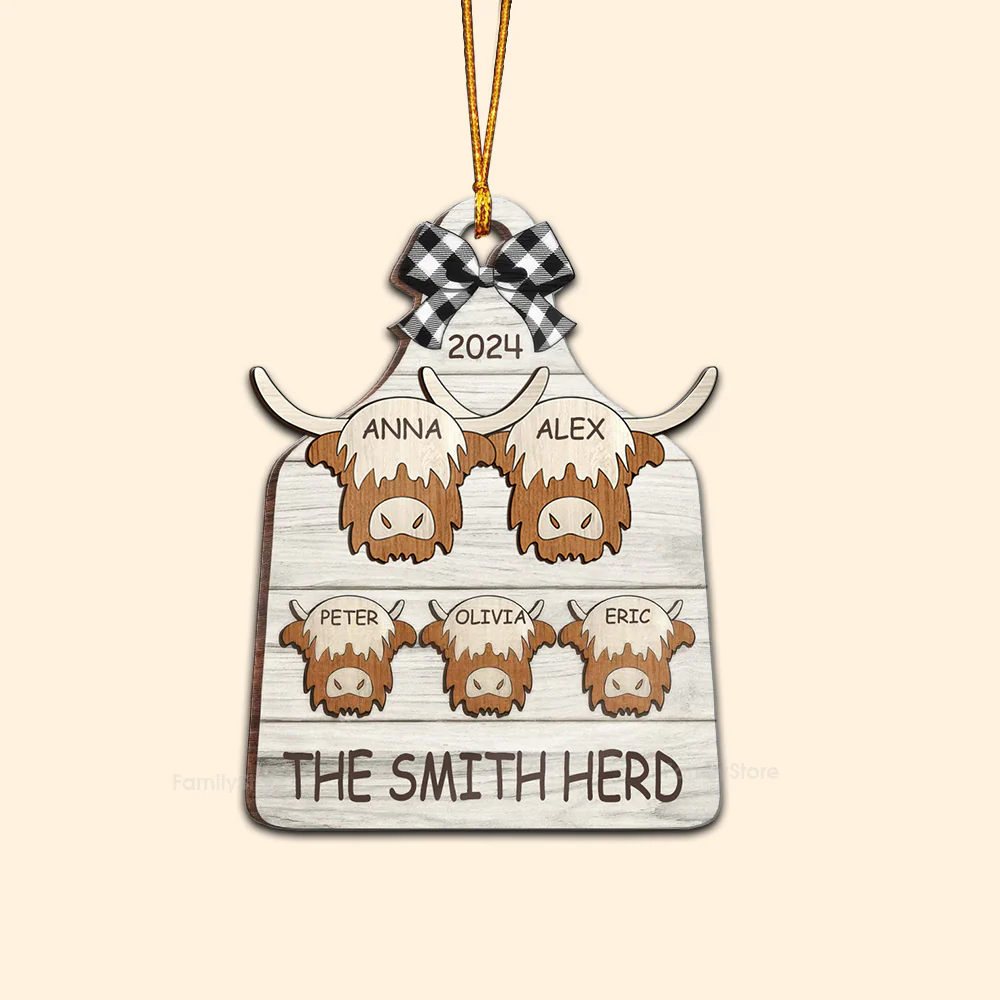 We Have A Herd - Gift For Family - Personalized Wood Ornament - NA94 - Image 6