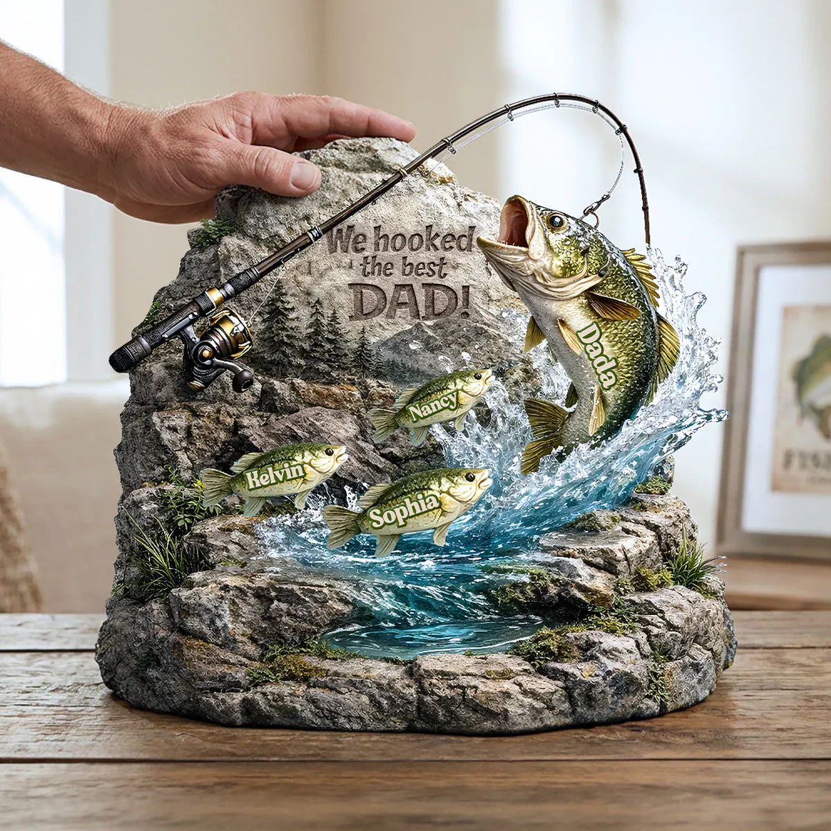 We Hooked The Best Daddy - Personalized Shape Acrylic Plaque - Gift For Dad, Grandpa, Fishing Lover - HN02 - Image 3