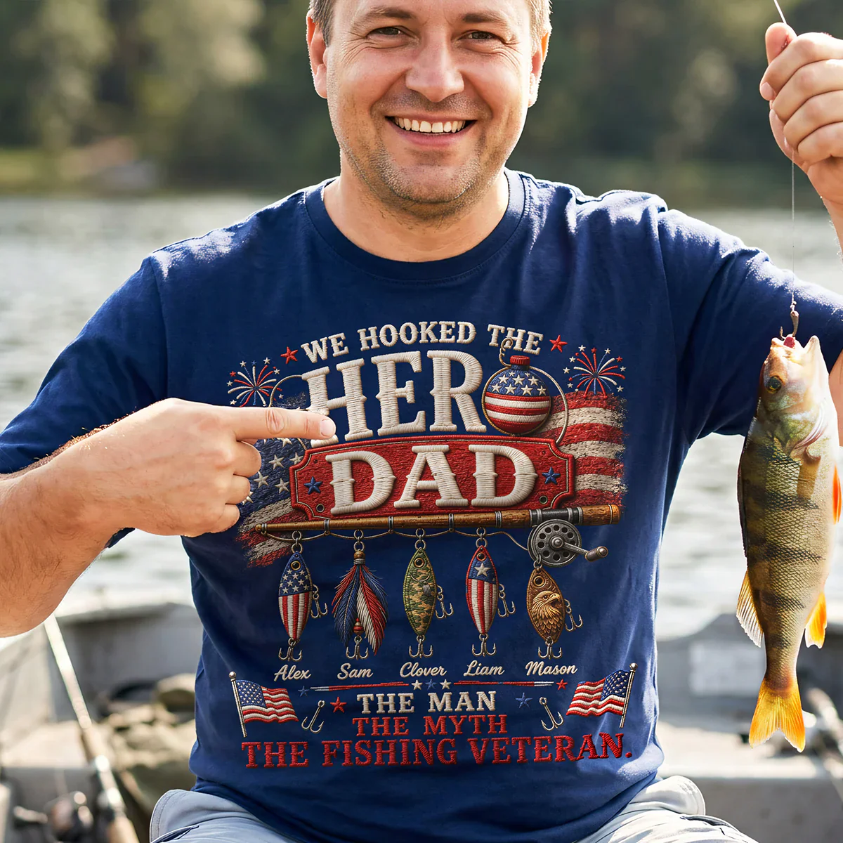 We Hooked The Hero Dad Fishing Military - Personalized Shirt - Gift For Dad, Fishing Lovers CU6060474 - Image 2