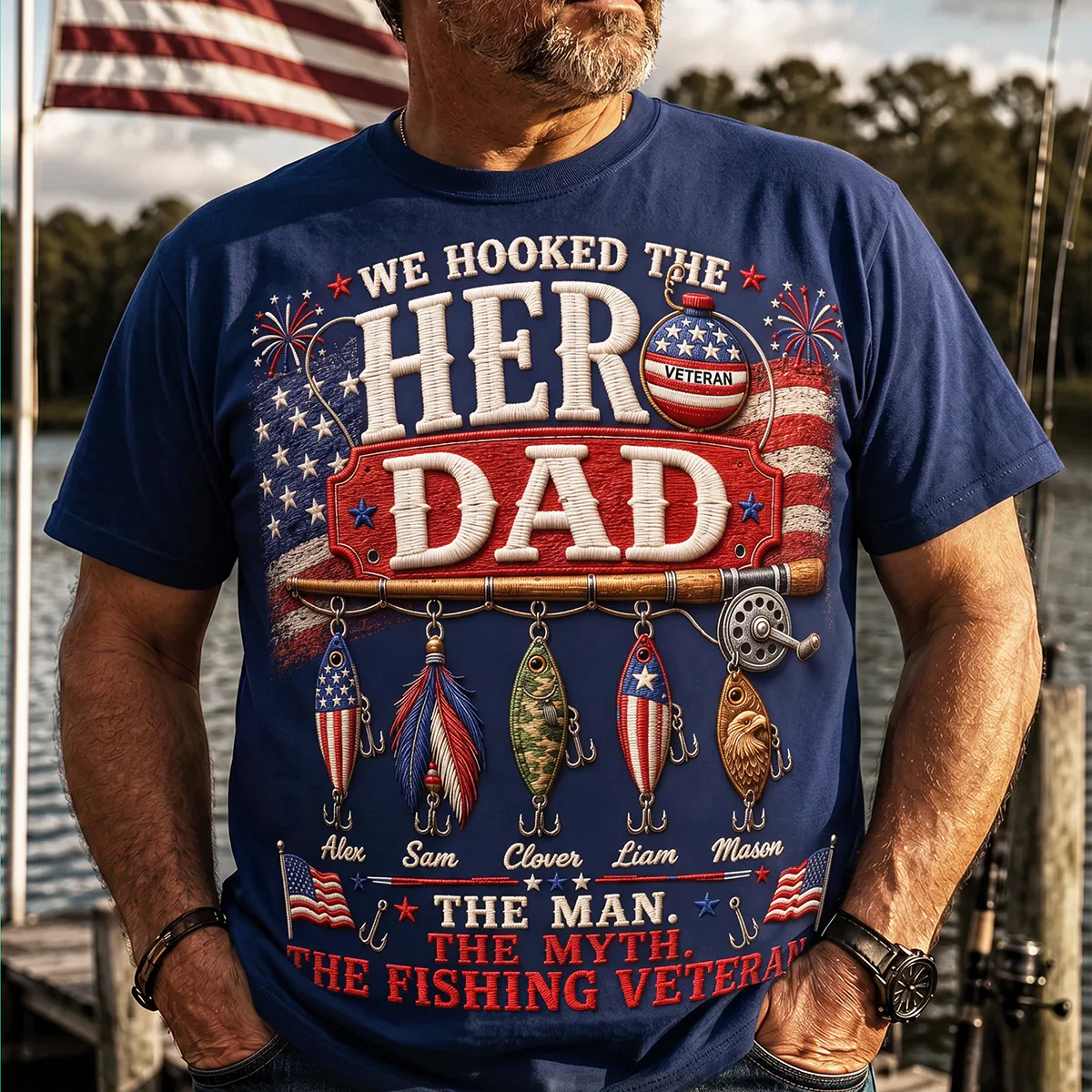 We Hooked The Hero Dad Fishing Military - Personalized Shirt - Gift For Dad, Fishing Lovers CU6060474 - Image 3