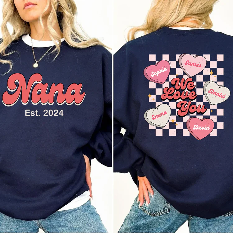 We Love You Nana Est - Personalized Sweatshirt With Design On Sleeve -  Meaningful Gifts For Grandma, Mom, Wife | Custom Sleeve NH96 - Image 2